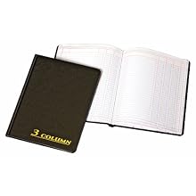Adams Account Book, 7 x 9.25 Inches, Black, 3-Columns, 80 Pages (ARB8003M)