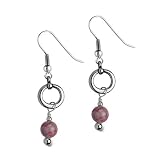 Rhodochrosite Bead and Silver Earrings