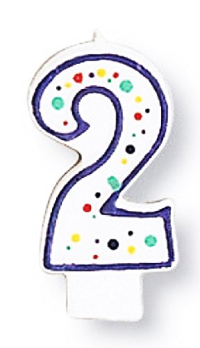 Creative Converting CANDLE-4561 Polka Dot 2 Numeral Candle, 3-Inch x 1.5-Inch