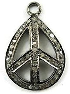 1 Piece Pave Diamond 925 Sterling Silver Charm Pendant 25MMX17MM DC042