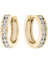 Huggie Hoop Diamond Earrings 1/2 ctw in 10K Yellow Gold (1/2 inch)