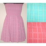 SALE!! Juniors Textured Plaid Dirndl Babydoll Mini Dress Cover Up (Available in Coral or Turq) at Absolutely