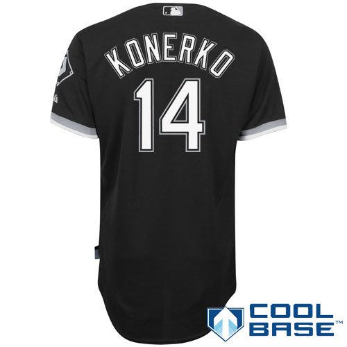 MLB Men's Chicago White Sox Paul Konerko Six Button Cool Base Authentic Alternate Jersey (Black, 40/Medium)