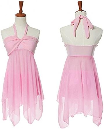 Angcoco Convertible Multi Style Wrap Halter Irregular Hem Tankini Swim Dress