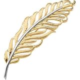 14K Two Tone Gold Feather Brooch