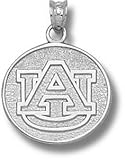 Auburn Tigers Solid Sterling Silver ''AU'' Circle 5/8'' Pendant