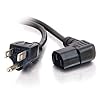 C2G / Cables to Go 28593 18 AWG Universal Right Angle Power Cord IEC320C13R to NEMA 5-15P, Black (14 feet/4.26 Meters)