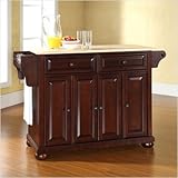 Crosley Furniture Alexandria Natural Wood Top Mahogany Kitchen Island