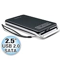 ineo I-NA202, 2.5-Inch External SATA Hard Drive Enclosure, Case, Box to USB 2.0, Black Aluminum Coating, support Western Digital/ Seagate 2.5" SATA Hard Drive up to 500GB, LED Indicator