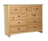 Maco Furniture Shaker Solid Pine 9 Drawer 48" Dresser with Optional Mirror