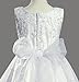White Sleeveless Embroidered Organza Communion Dress with Pearled Accented Bodice