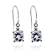 14k White Gold Round Aquamarine and Diamond Earrings