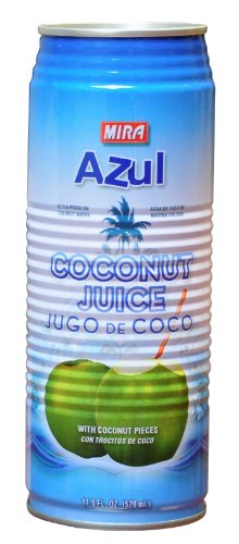 Mira 'Azul' Coconut Water with Pulp, 17.5 Ounce Cans (Case of 24)