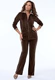 Roamans Plus Size Animal Trim Velour Jogging Suit