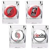 NBA Portland Trailblazers Four Piece Square Shot Glass Set (Individual Logos)