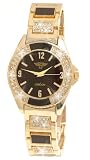 PRINCE LONDON Strass Damenuhr Trend Damen Keramik Optik Uhr, Gold , Braun inklusive Geschenkbox/Uhrenbox