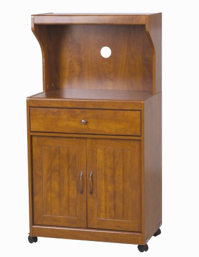 Home Source Industries Kevin Oak Microwave Cart, Light Walnut