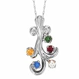 14K White Gold Mother's Pendant - 5 Gemstone -- YOU CHOOSE THE COLORS!
