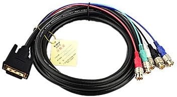 LWW 2M 6.56FT DVI Male to 5-BNC Female Cable RGBHV Component Video & Audio Connection YPbPR Product Cable