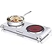 Techwood Hot Plate Electric Burner Countertop Burner Double Burner Infrared Ceramic Double Cooktop Cast Iron Outdoor Electric Stove 1800W (900W & 900W) with Adjustable Temperature Control Brushed Stainless Steel Easy To Clean Upgraded Version (Double Hot Palte)