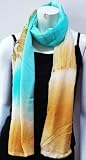 100% Cotton, High Quality, Scarf Neck Wear Wrap Aqua and Brown, Cool Summer Accessory, Great Affordable Gift for Girls Women Ladies 100% Cotton, High Quality, Scarf Neck Wear Wrap Aqua and Brown, Cool Summer Accessory, Great Affordable Gift for Girls Women Ladies