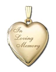 Solid 14K Yellow Gold "In Loving Memory" Locket 3/4 inch x 3/4 inch in Solid 14K Yellow Gold