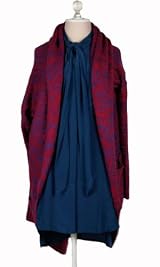 Open Cardigan with Patch Pockets and Hem Red
