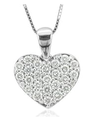 10k White Gold Heart Diamond Pendant Necklace (GH, I1-I2, 0.50 carat)