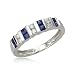 14K White Gold Blue Sapphire & Diamond Shapes Ring