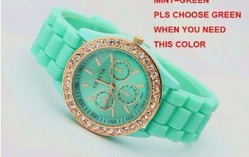 Fashion Unisex Geneva Diamond Wrist Watches Mint Green