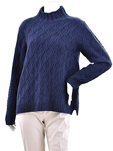 (アンドソー) &SO 長袖ハイネックニットセーター 163-15019 カシミヤ100% 42 ネイビー 並行輸入品