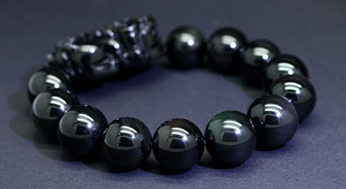 Blucoo Obsidian Stone Pi Yao Charms 14mm Beads Bracelet