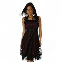 Elegantes Spitzen Cocktaikleid Schwarz Lila 6491