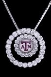 Collegiate Circle Pendant Charm with 18 Sterling Silver Chain Texas A&M University Aggies