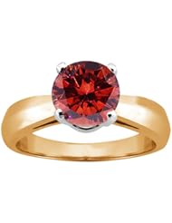 1.10 Ct Round Cognac Red SI1/SI2 Diamond 18K Yellow Gold Ring