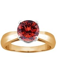 1.10 Ct Round Cognac Red SI1/SI2 Diamond 14K Yellow Gold Ring