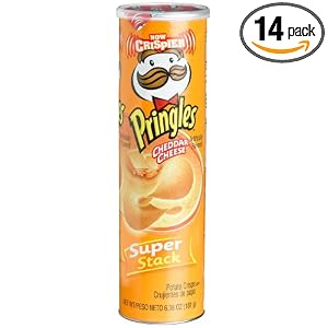 Pringles Potato Crisps Super Stack, Cheddar Cheese, 6.38-Ounce Tubes (Pack of... by Pringles