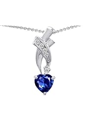 Original Star K (tm) 8mm Heart Shape Created Sapphire Pendant in .925 Sterling Silver