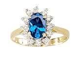 Genuine Blue Topaz Ring - White or Yellow Gold 1.25 cts FREE GIFT BAG!