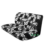 Universal-fit Hawaiian Bench Seat Cover - Charcoal Black Hawaii Hibiscus Floral Print