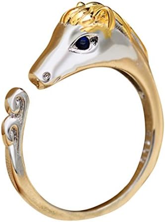CinCinChic For Womens Mens 925 Sterling Silver Zodiac Dragon Tiger Rabbit Dog Ox Rat Monkey Pig Rooster Snake Rabbit Horse Sheep Adjustable Size Ring (Horse)