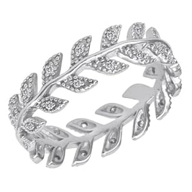 14k White Gold Diamond Vine Ring (1/8 cttw, I J Color, I2 I3 Clarity), Size 7 14k White Gold Diamond Vine Ring (1/8 cttw, I-J Color, I2-I3 Clarity), Size 7