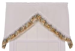 Ellis Curtain Kitchen Collection Sea Shells 60 by 35-Inch Ruffled Swag Curtains, White