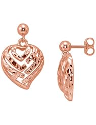 Aloha Heart Earrings in 14K Rose Gold - 15mm