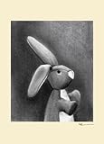 IMAGE OF Oopsy Daisy Charcoal Bunny Cream Border Stretched Canvas Wall Art by Margot Curran, 10 by 14-Inch