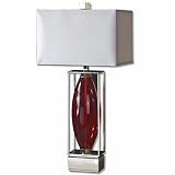 Solipse Table Lamp with Rose Glass Lamps Collection by Uttermost Company - 26976-1
