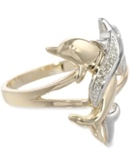 10k Two Tone Gold Diamond Accent Intertwined Dolphin Ring