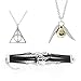 Goodlucky365 Alloy Necklace, Deathly Hallows Snitch Owl Black Synthetic Leather Bracelet, Retro Fashion Snitch Coppery Silver Necklace Pendant,  Pack of 3
