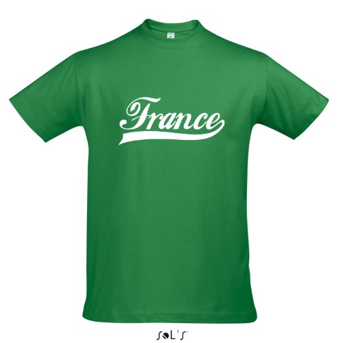 T-Shirt Frankreich Oldschool France LÄNDERSHIRT EM / WM FAN Trikot S-XXL , Kelly green – weiß , S