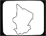 Decorated Mouse Pad with map, "black and white", Chad, geograpy, region, Africa, outline, area, land